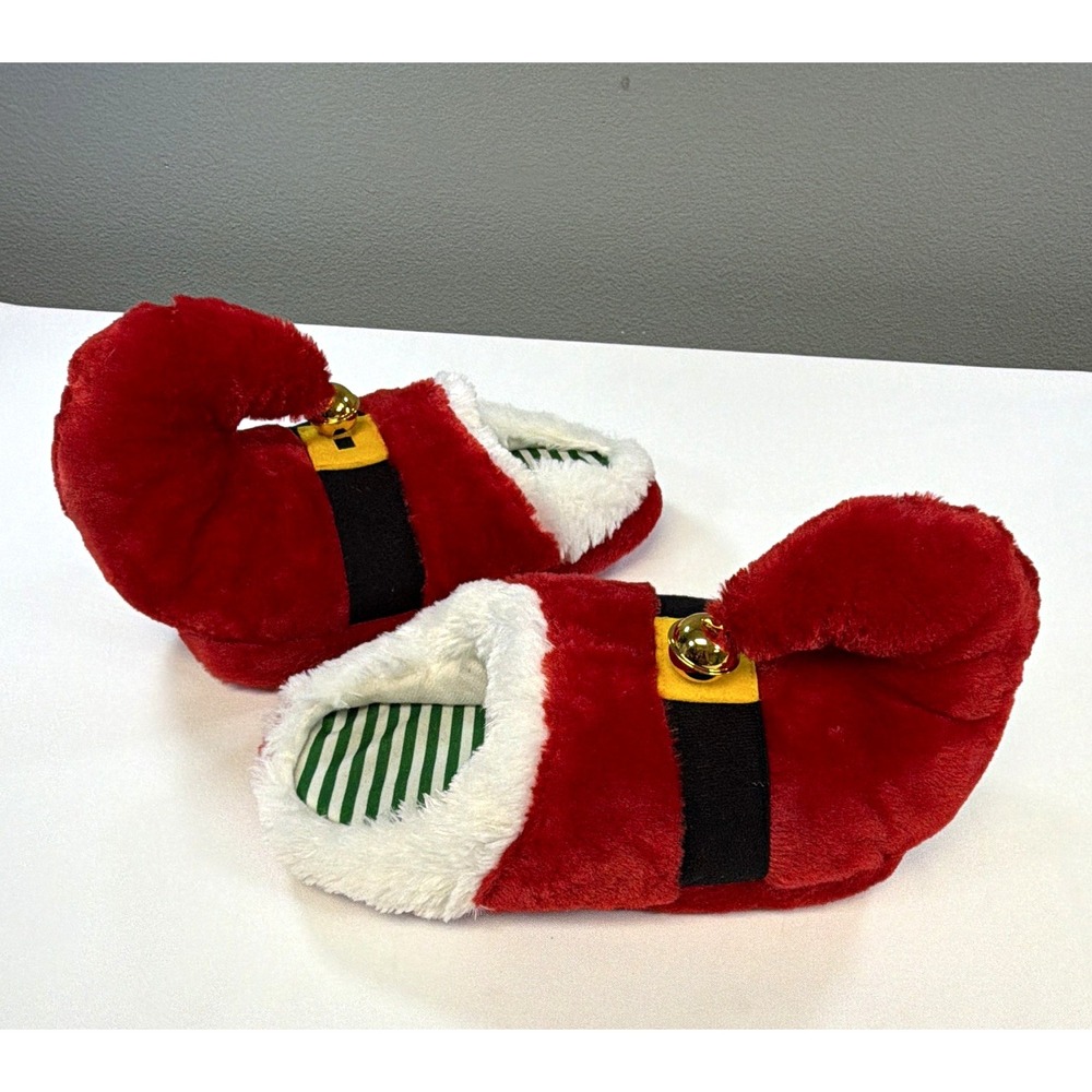 Dan Dee Collectors Choice Santa Hat Slippers Adult L/XL 9-11 Jingle Bells Plush